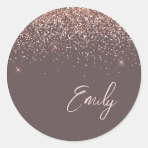 Adesivo Redondo Rosa Dourado Terracotta Monograma Nome clássico R