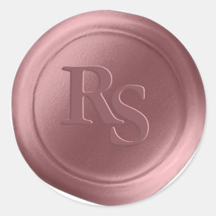 Adesivo Redondo Rosa Dusty Monograma de Casal de Cera