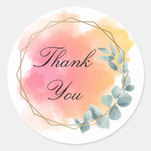 Adesivo Redondo Rosa e Bonita Obrigado Sticker
