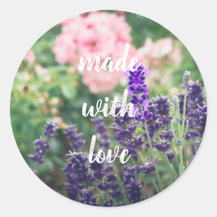 Adesivo Redondo Rosa e lavanda florescem do jardim da Provença
