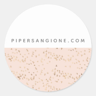 Adesivo Redondo Rosa e Pêssego Dourado Simples Personalizados
