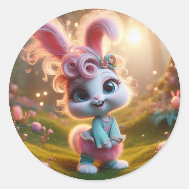 Adesivo Redondo Rosa e Rico (Frente)