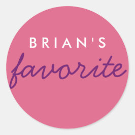 Adesivo Redondo Rosa e Roxo Favoritos Personalizados