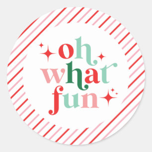 Adesivo Redondo Rosa e Vermelho Oh Que Divertido