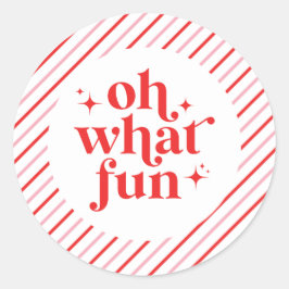 Adesivo Redondo Rosa e Vermelho Oh Que Divertido