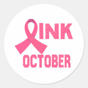 Adesivo Redondo Rosa em outubro
