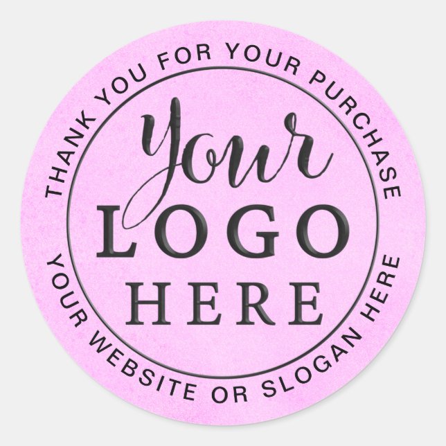 Adesivo Redondo Rosa Empresarial Obrigado Stick Adicionar o Logoti (Frente)