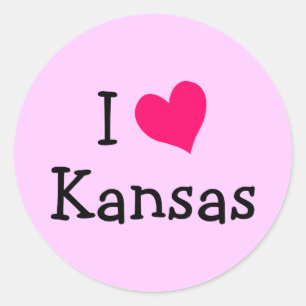 Adesivo Redondo Rosa Eu Adoro Kansas