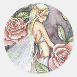 Adesivo Redondo Rosa Fairy Stickers by Molly Harrison