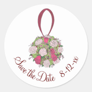 Adesivo Redondo Rosa Floral Bridal Buquê Casamento Salve a Data
