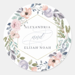 Adesivo Redondo Rosa   floral geométrico do branco e do rosa que