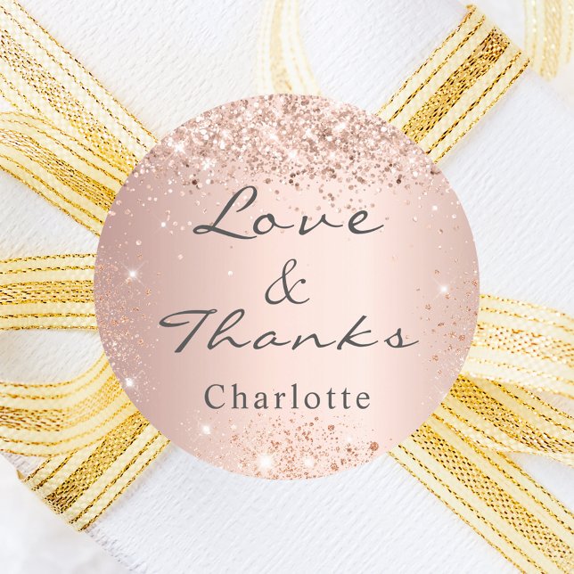 Adesivo Redondo Rosa gold confetti obrigado (Criador carregado)