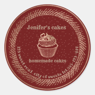 Adesivo Redondo Rosa gold cupcakes caseiros e embalagens