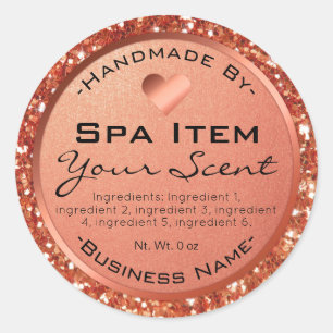 Adesivo Redondo Rosa Gold Foil E Glitter Spa E Scrub