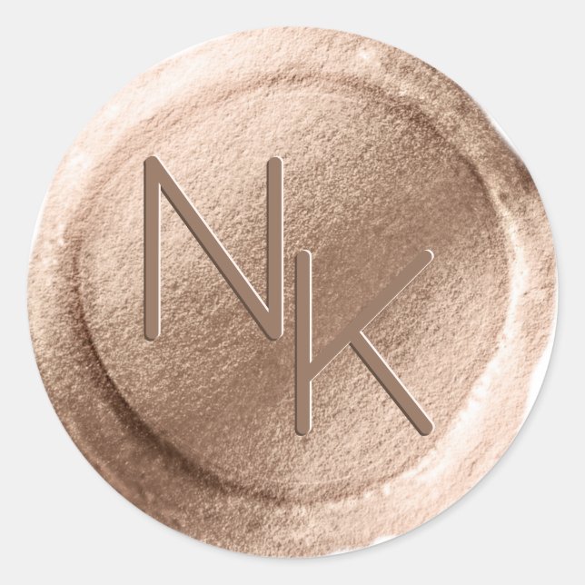 Adesivo Redondo Rosa Gold Foil Wax Envelope Selo Monograma (Frente)