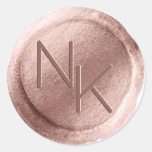 Rosa Gold Foil Wax Seal Initials Envelope Sticker