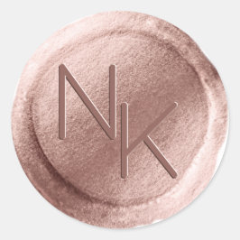 Adesivo Redondo Rosa Gold Foil Wax Seal Initials Envelope Sticker