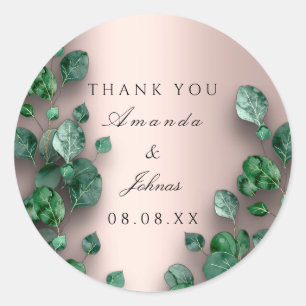 Adesivo Redondo Rosa Green Eucalyptus Woodland Casamento
