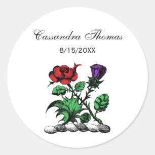 Adesivo Redondo Rosa Heráldico e Casaco de Ataque de Braços Cor de