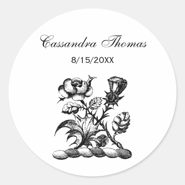 Adesivo Redondo Rosa Heráldico e Este Casaco de Braços Crest Emble (Frente)