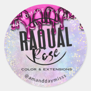 Adesivo Redondo Rosa holográfico Dourado do logotipo personalizad