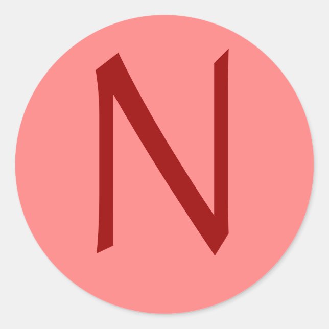 Adesivo Redondo Rosa Letter N (Frente)