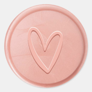 Adesivo Redondo Rosa Love Heart Wax Seal Sticker