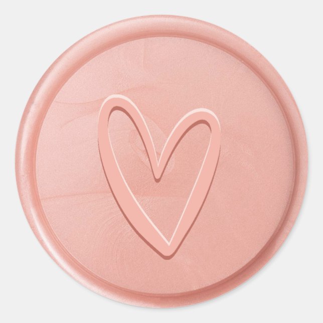 Adesivo Redondo Rosa Love Heart Wax Seal Sticker (Frente)