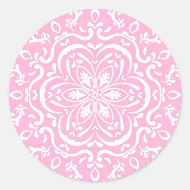 Adesivo Redondo Rosa Mandala (Frente)