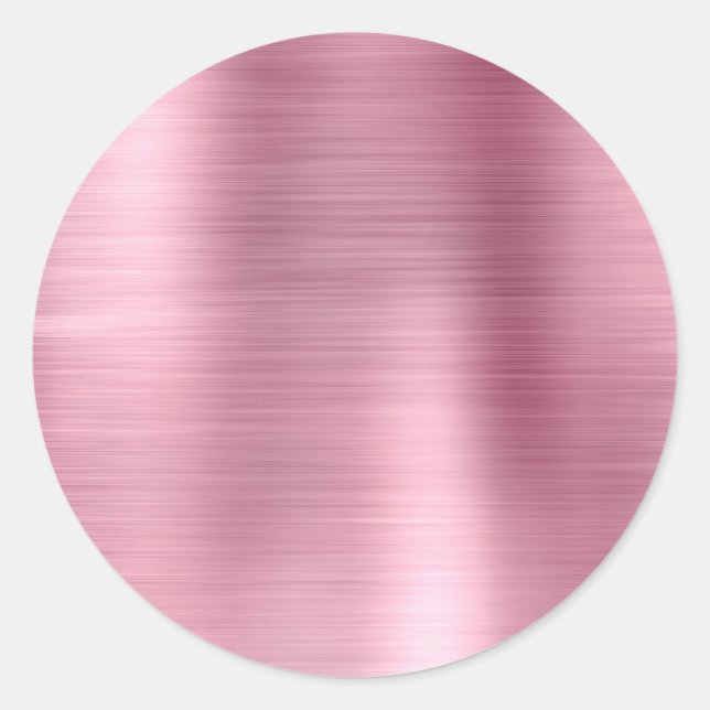 Adesivo Redondo Rosa Metálico Falso em Branco (Frente)