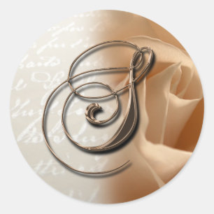 Adesivo Redondo Rosa Monograma - Letra S Casamento Envelope Selo