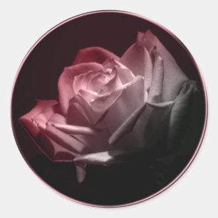 Adesivo Redondo Rosa no Selo de Envelope de Casamento Bloom