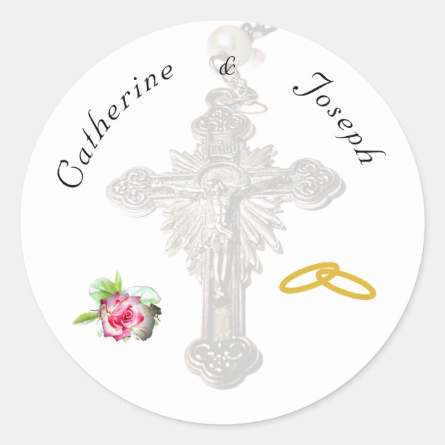 Adesivo Redondo Rosa nupcial (Frente)