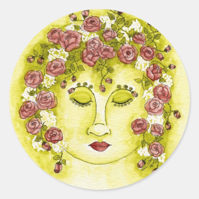 Adesivo Redondo Rosa Nymph Sticker (Frente)