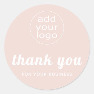 Adesivo Redondo Rosa O seu logotipo obrigado pelo seu negócio