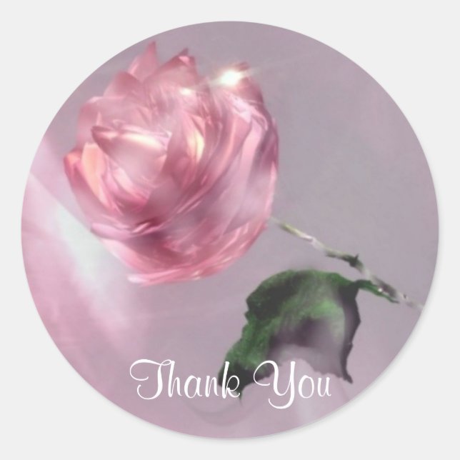 Adesivo Redondo Rosa Obrigado Sticker (Frente)
