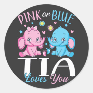 Adesivo Redondo Rosa Ou Azul Tia Te Ama Elefante Bebê