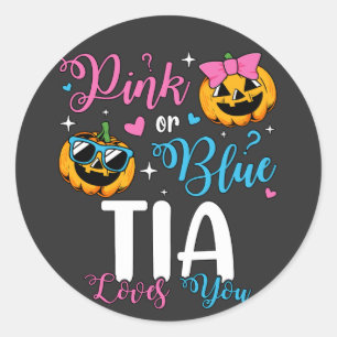 Adesivo Redondo Rosa Ou Azul Tia Te Ama Pumpkin Baby
