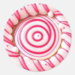 Adesivo Redondo Rosa/PeppermintDoces/Biscoitos/Clá