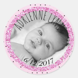 Adesivo Redondo Rosa Personalizado e B|Falta do Baby Photo Sticker