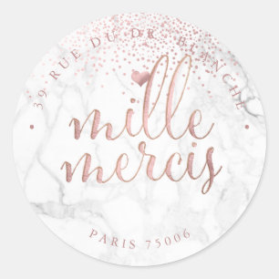 Adesivo Redondo Rosa PixDezines Marble Faux Mille Mercis