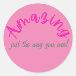 Adesivo Redondo Rosa Positivo Incrível Tal Como São Mulheres