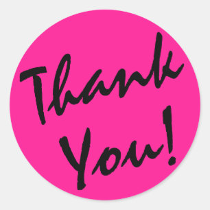 Adesivo Redondo Rosa Profundo e Negro Obrigado