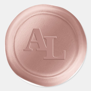 Adesivo Redondo Rosa Quartz Cera Selo Monograma Vinhetas de Casame