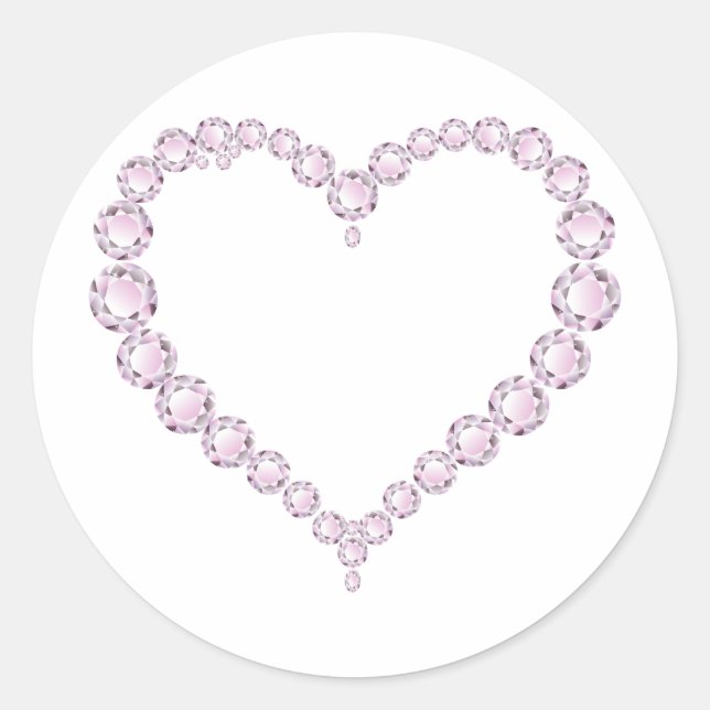 Adesivo Redondo Rosa Quartz Gem Heart (Frente)