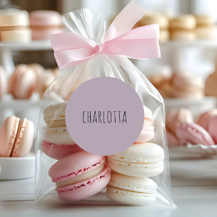 Adesivo Redondo Rosa Quartz   Nome personalizado preto