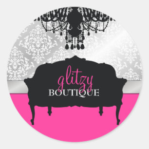 Adesivo Redondo Rosa quente do boutique 311 chique chamativo