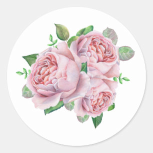 Adesivo Redondo Rosa rosa Buquê Vintage Floral