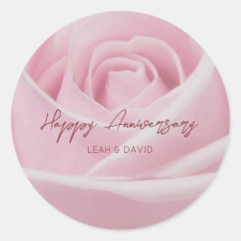 Adesivo Redondo Rosa rosa feliz aniversário personalizado