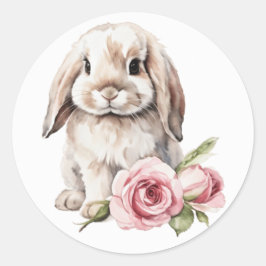 Adesivo Redondo Rosa Rosa Lop Olhou Coelho Olhado